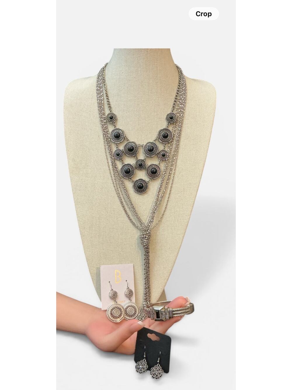 Vintage Silver Jewelry Bundle Tassel Necklace Bancroft Earrings Bracelet Set